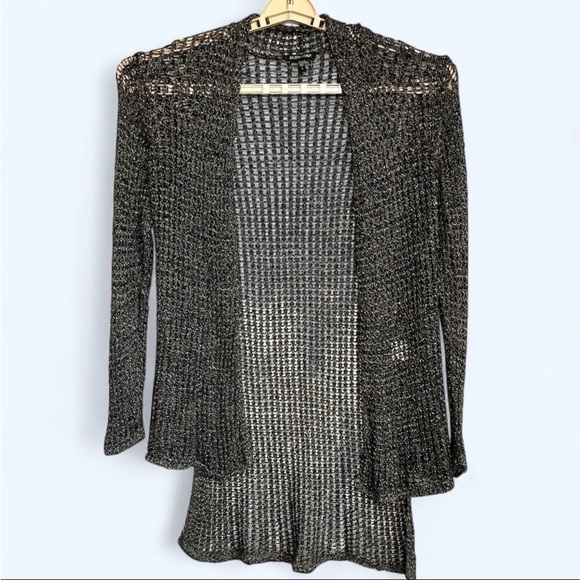 Eileen Fisher Sweaters - Eileen Fisher Cardigan Sz S Sparkle Mesh Open Front Stitch Open Knit